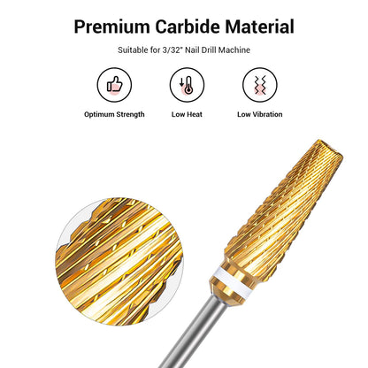 MelodySusie Upgrade 5 in 1 Nail Drill Bits – 3/32" Carbide Tungsten Pro Set (Series X)