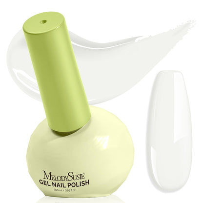 MelodySusie White Gel Nail Polish – 0.56 fl oz, Tilt Bottle, Plant-Based & 3-Free (TPO/HEMA/HPMA)