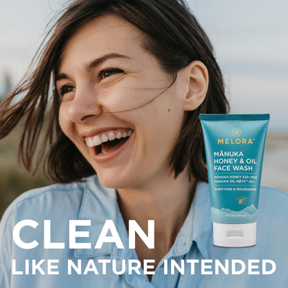 MELORA Manuka Honey Face Wash | Hydrating Daily Cleanser with Manuka Honey & Oil