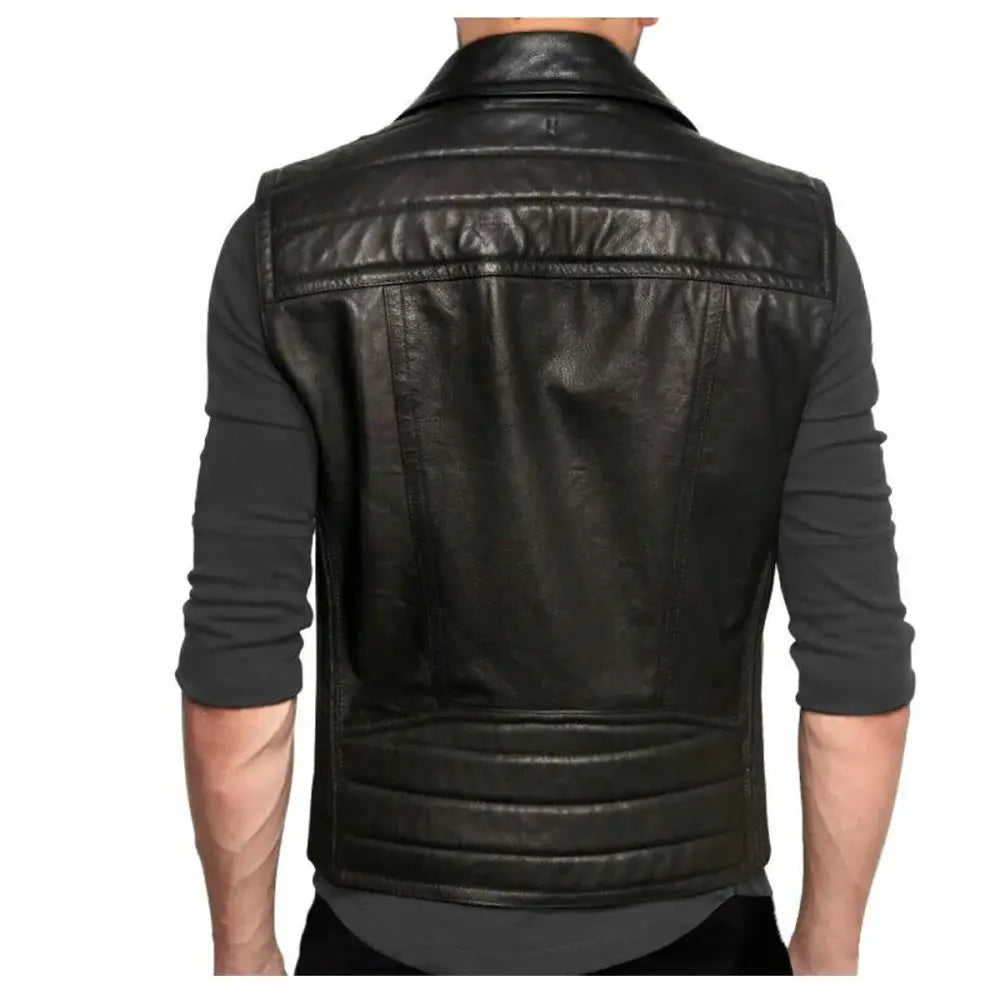 Men’s Classic Biker Leather Waistcoat Vest
