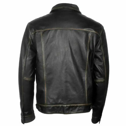 Men’s Long Sleeve Classic Black Leather Shirt