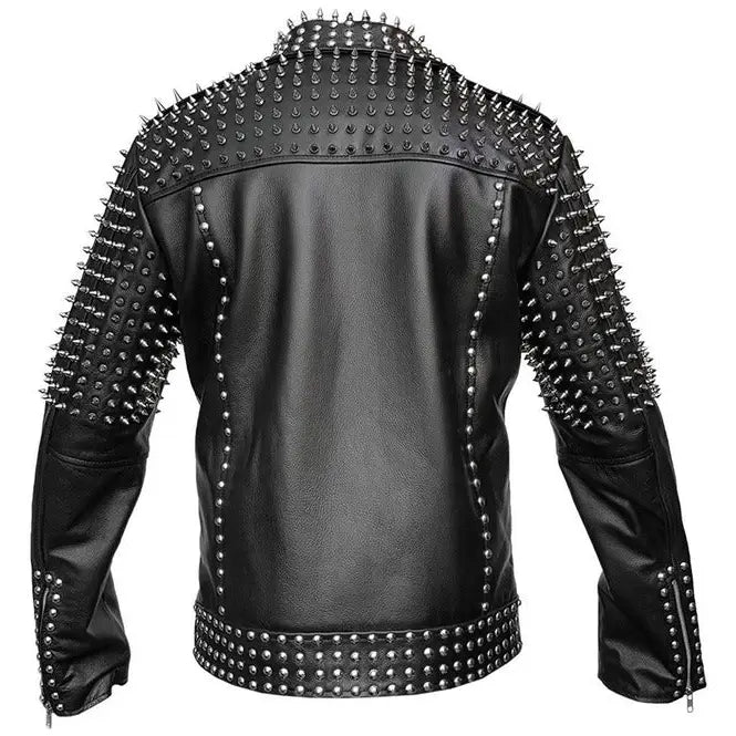Men’s Spiked Leather Studded Jacket