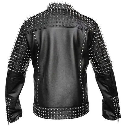 Men’s Spiked Leather Studded Jacket