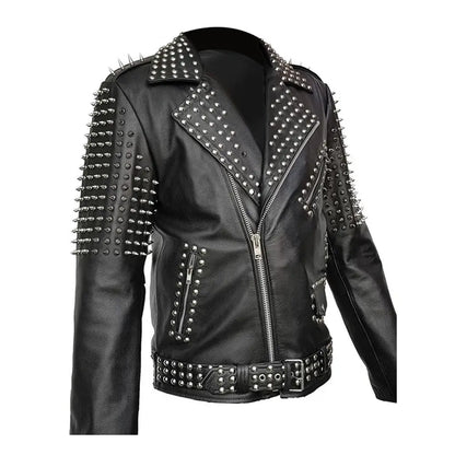 Men’s Spiked Leather Studded Jacket