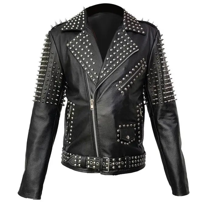 Men’s Spiked Leather Studded Jacket