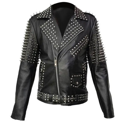 Men’s Spiked Leather Studded Jacket