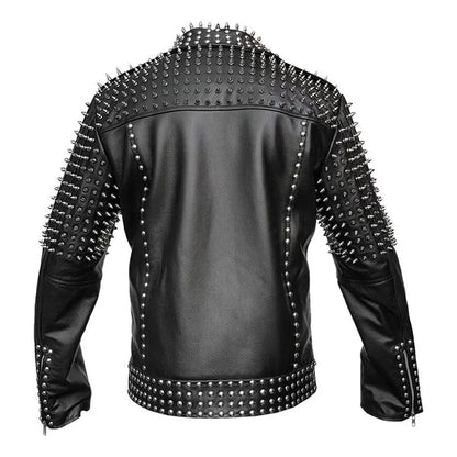 Men’s Spiked Leather Studded Jacket