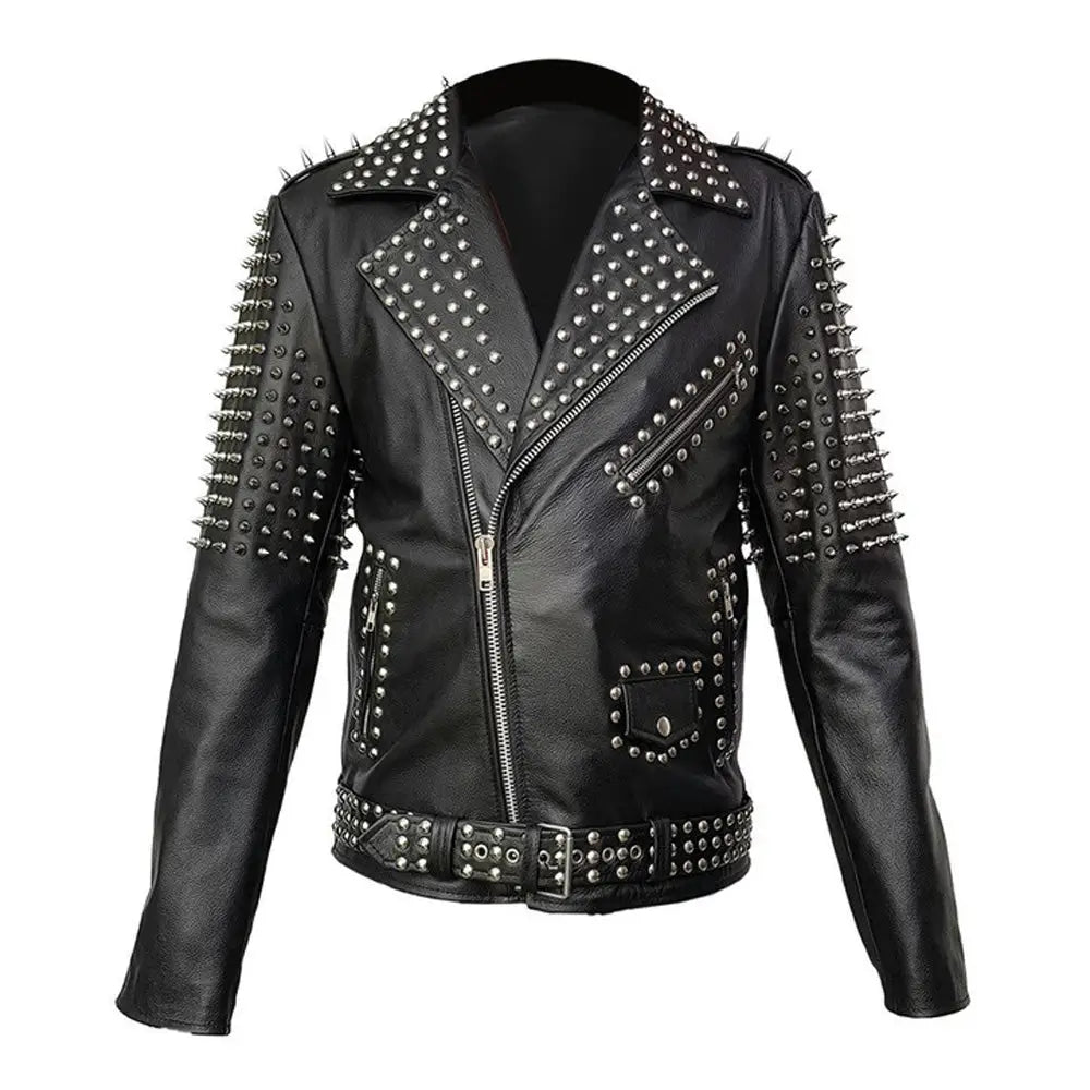 Men’s Spiked Leather Studded Jacket