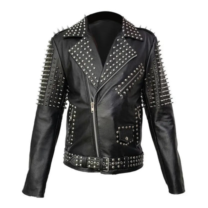 Men’s Spiked Leather Studded Jacket