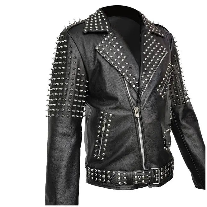 Men’s Spiked Leather Studded Jacket