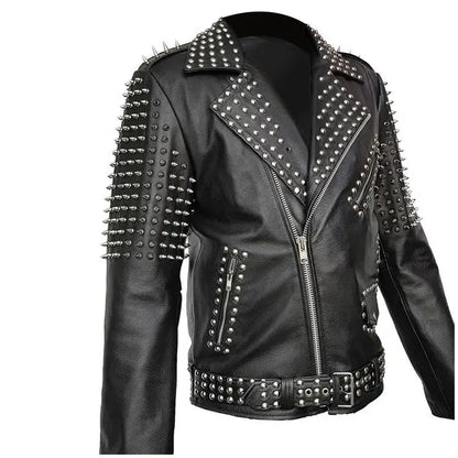 Men’s Spiked Leather Studded Jacket