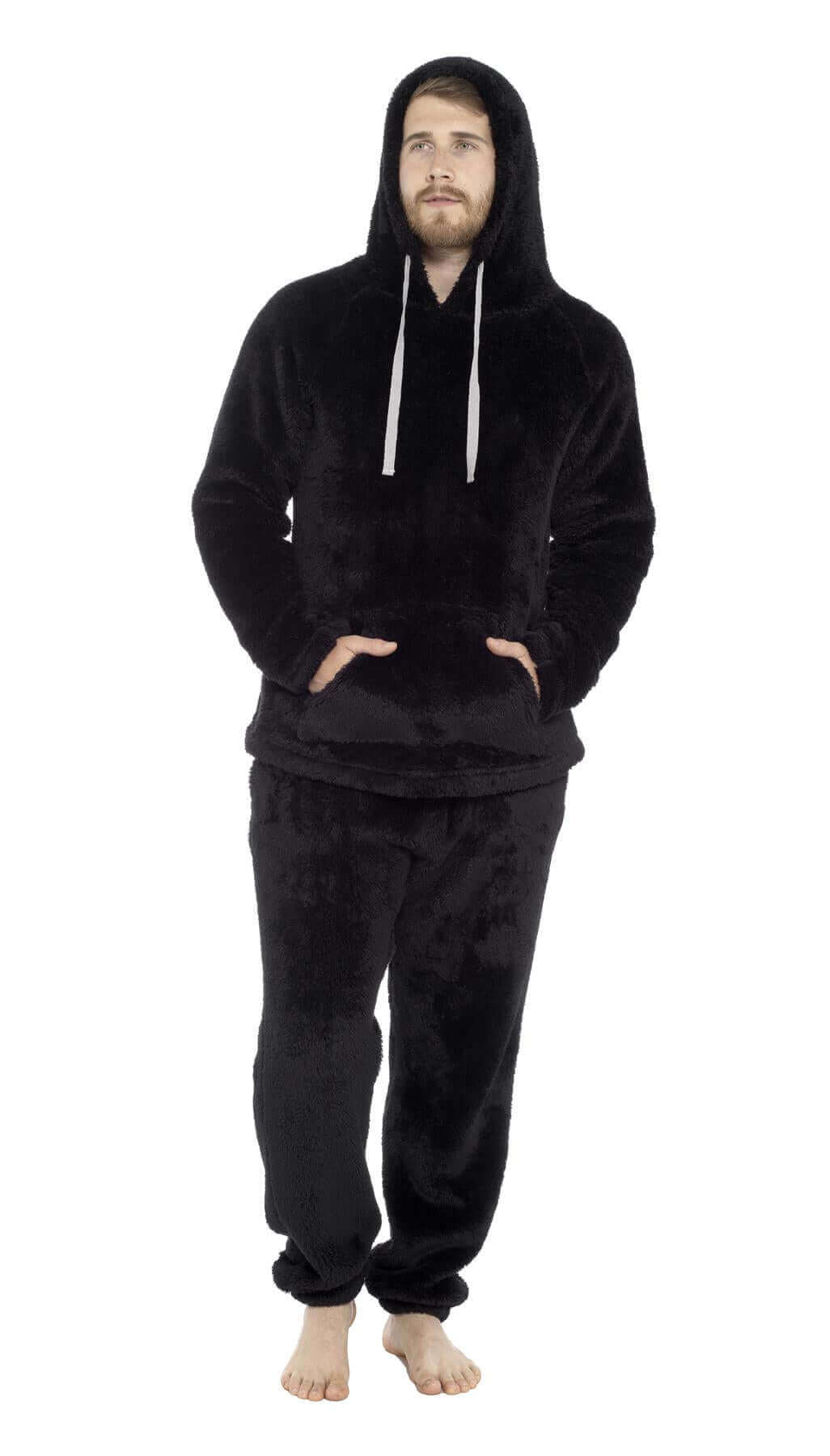 Men's Ultra-Soft Fleece Hooded Thermal Pyjama Set with Elastic Waist Cozy Loungewear Perfect for Winter and Indoor Relaxation by Daisy Dreamer