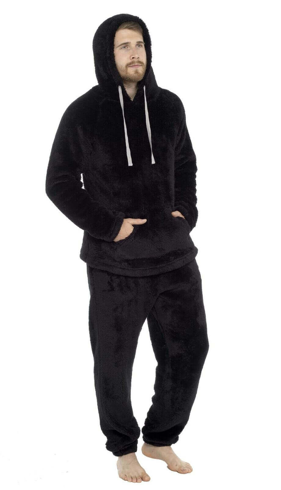 Men's Ultra-Soft Fleece Hooded Thermal Pyjama Set with Elastic Waist Cozy Loungewear Perfect for Winter and Indoor Relaxation by Daisy Dreamer