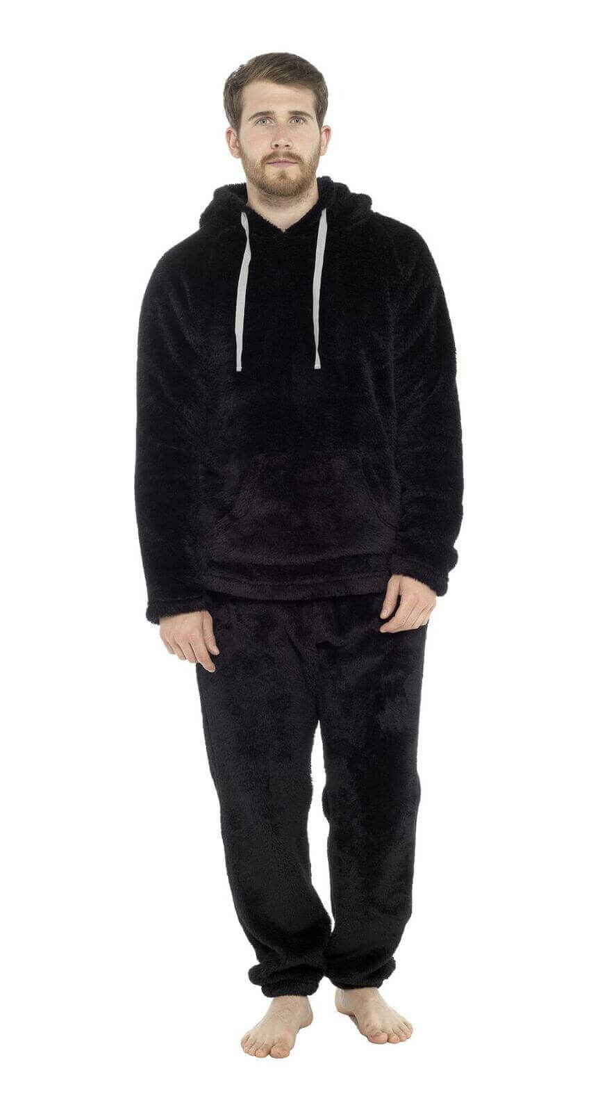 Men's Ultra-Soft Fleece Hooded Thermal Pyjama Set with Elastic Waist Cozy Loungewear Perfect for Winter and Indoor Relaxation by Daisy Dreamer
