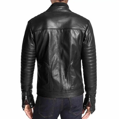 Mens Black Leather Slim Fit Jacket
