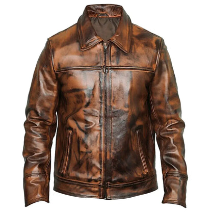 Men’s Waxed Leather Fashion Jacket