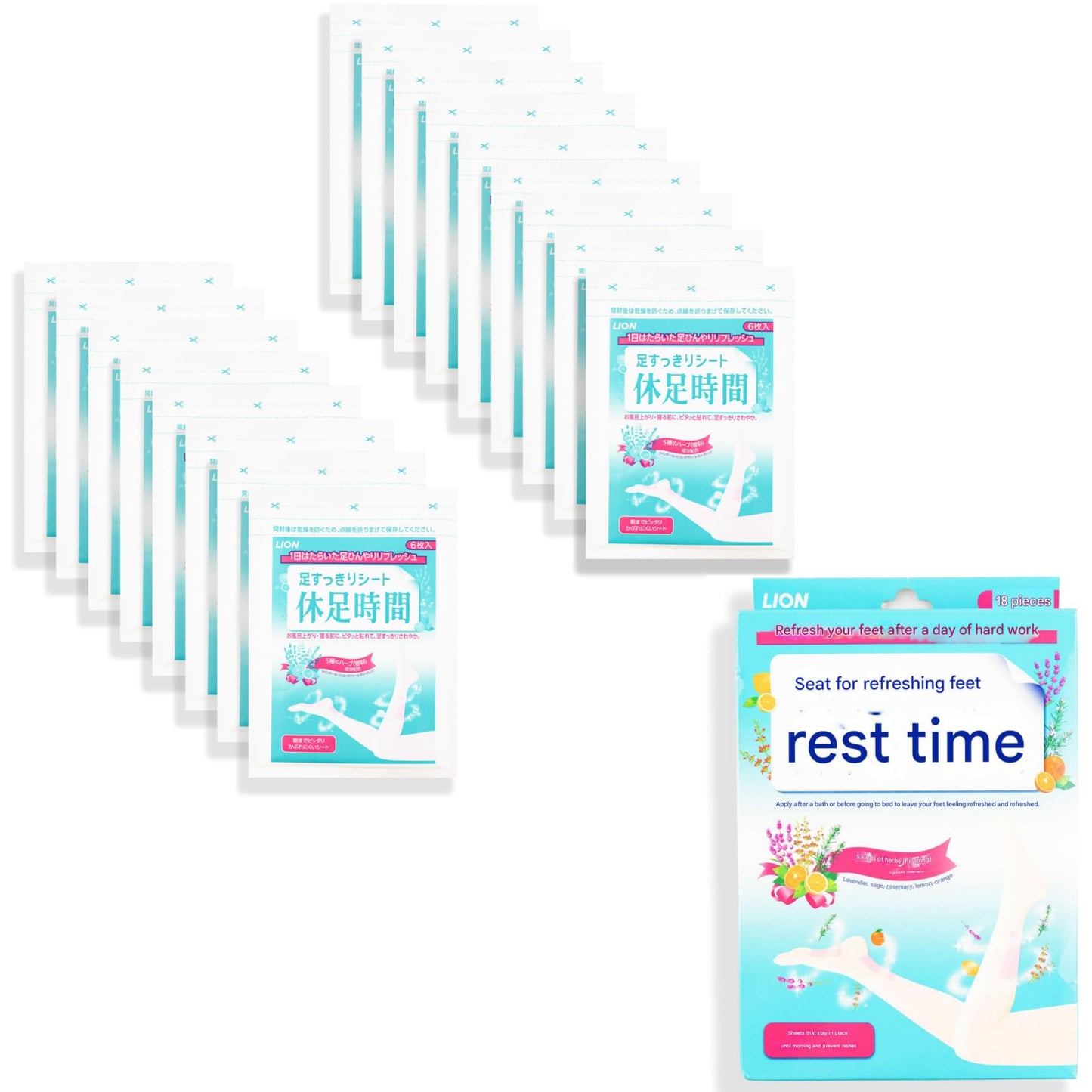 MENBLY Li-on Cooling Foot Patch 1 Pack (18 Pcs) - Cooling, Relaxing Massage, Hydrating Skin