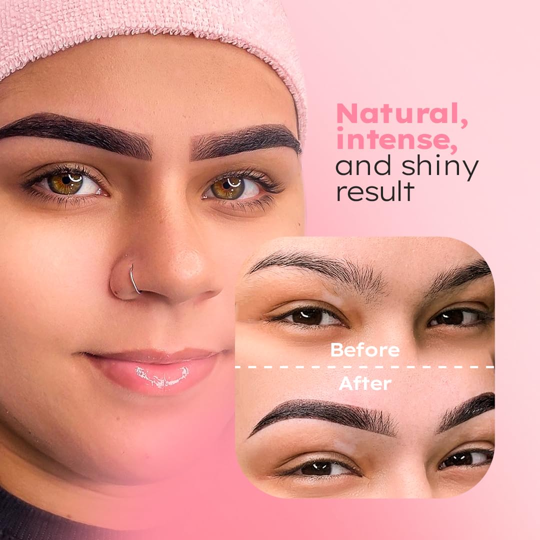 MENELA Eyebrow Henna Tint Kit – Natural Black Brow Color, Ammonia-Free, Bamboo Extract, 2.5g Henna + 15ml Fixer