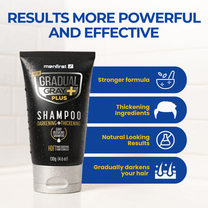 MENFIRST Gradual Gray Plus Shampoo – Darkening, Thickening, 3-Minute Gray Coverage, Dye-Free, 4.6 oz