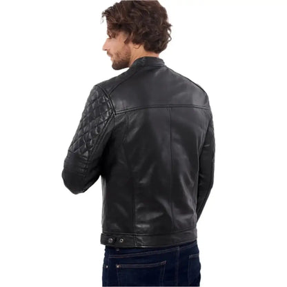 Men’s Black Buffalo Leather Biker Jacket