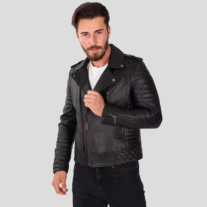 Men’s Black Leather Biker Jacket