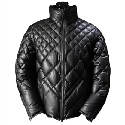 Men’s Black Leather Puffer Jacket – Leather Down Jacket