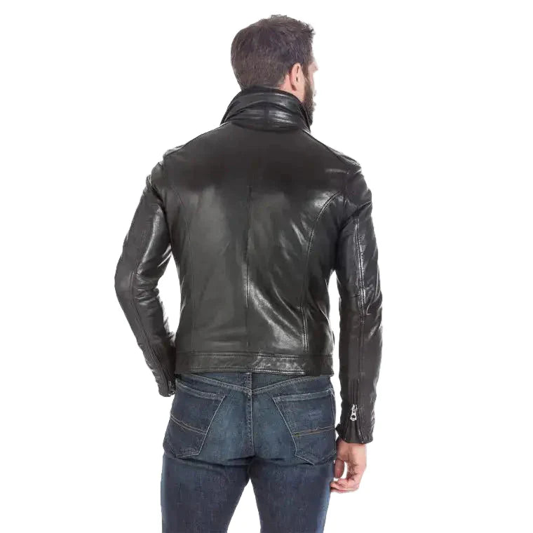 Men’s Black Lambskin Leather Sports Jacket