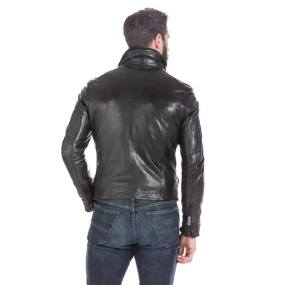 Men’s Black Lambskin Leather Sports Jacket
