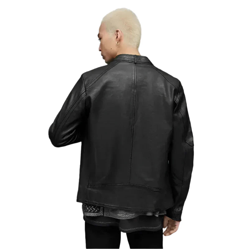 Men’s Black Leather Harrington Jacket