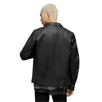 Men’s Black Leather Harrington Jacket