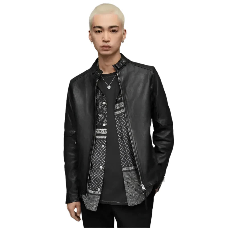 Men’s Black Leather Harrington Jacket