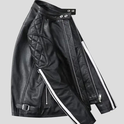 Men’s Black Quilted Leather Motorcycle Jacket