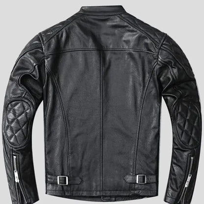 Men’s Black Quilted Leather Motorcycle Jacket