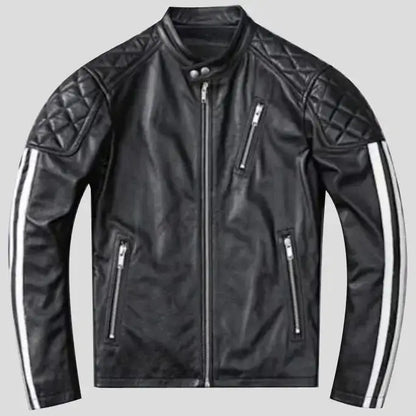 Men’s Black Quilted Leather Motorcycle Jacket
