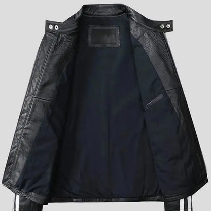 Men’s Black Quilted Leather Motorcycle Jacket