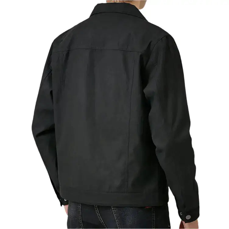 Men’s Black Suede Leather Lapel Jacket