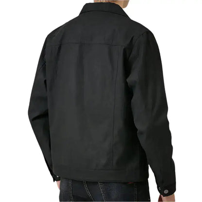 Men’s Black Suede Leather Lapel Jacket
