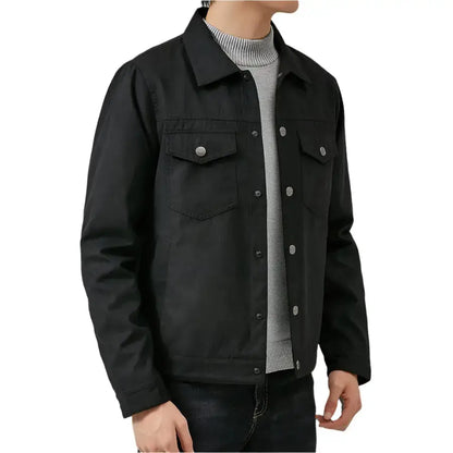 Men’s Black Suede Leather Lapel Jacket