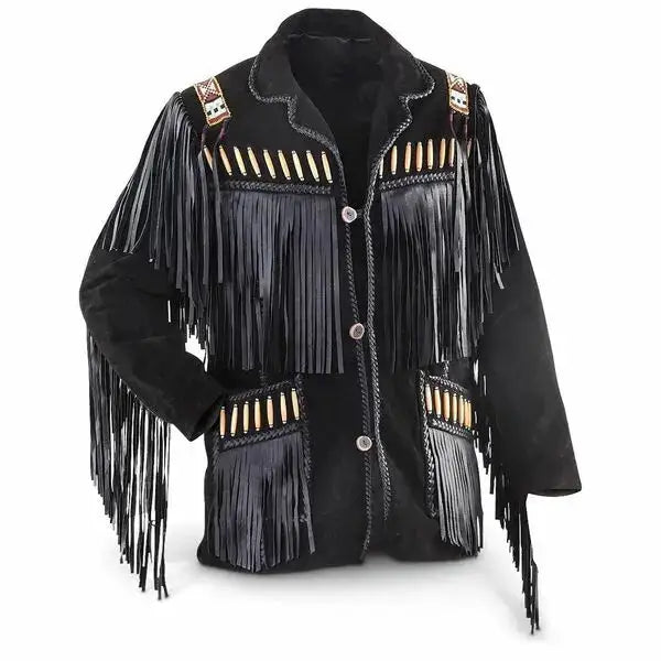 Mens Black Suede Cowboy Jacket