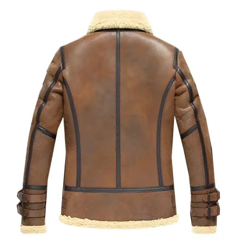 Men’s Brown Double Face Sheepskin Air Force Flight Coat