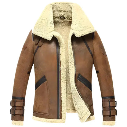 Men’s Brown Double Face Sheepskin Air Force Flight Coat