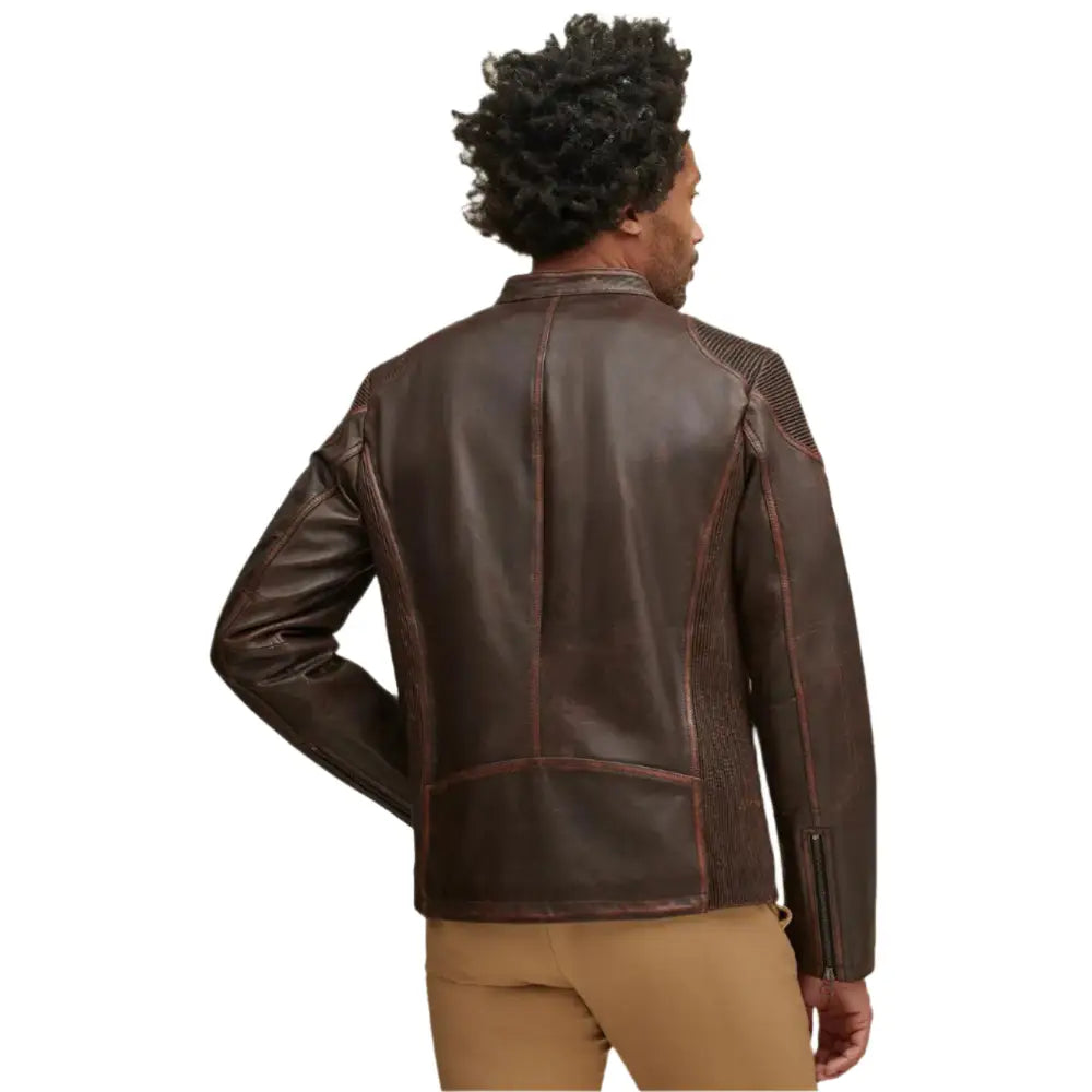 Men’s Brown Leather Moto Jacket