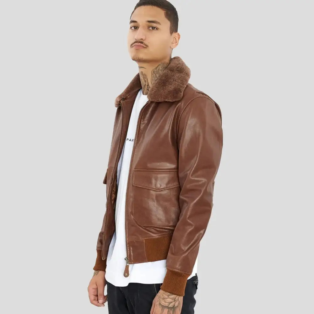 Men’s Brown Premium Buffalo Leather Motorcycle Jacket