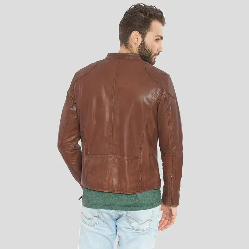 Men’s Brown Buffalo Leather Biker Jacket
