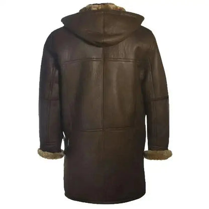 Men’s Brown Shearling Hoodie Coat
