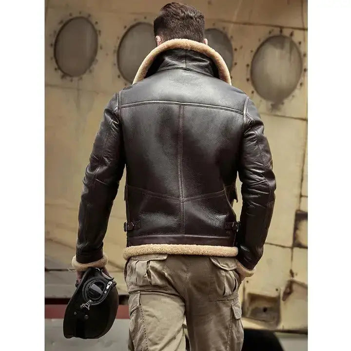 Men’s Brown Sheepskin Shearling B3 Flight Jacket
