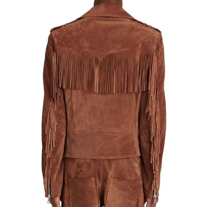 Men’s Brown Suede Leather Biker Jacket