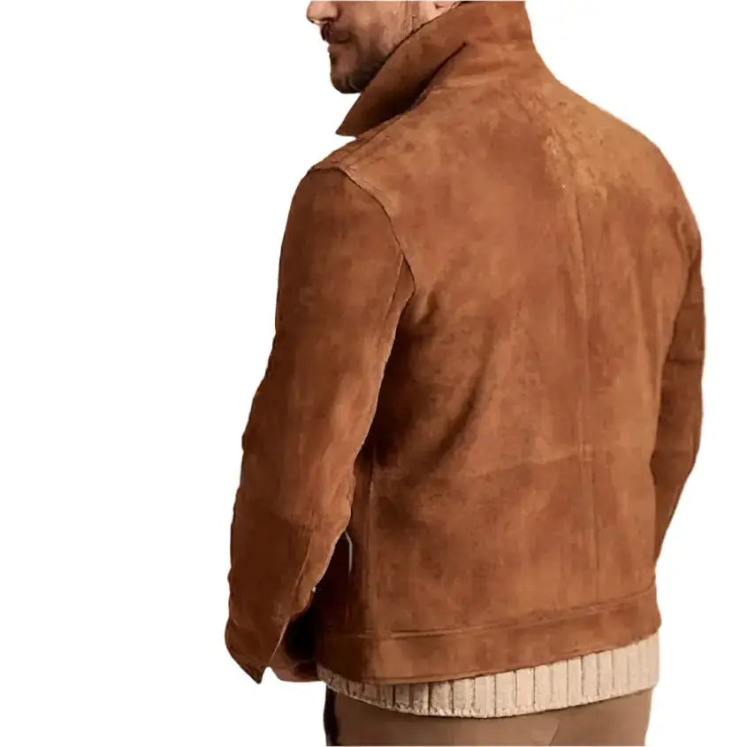 Men’s Brown Suede Trucker Jacket