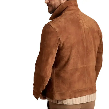 Men’s Brown Suede Trucker Jacket