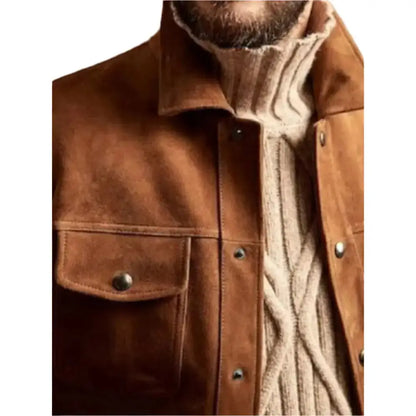 Men’s Brown Suede Trucker Jacket